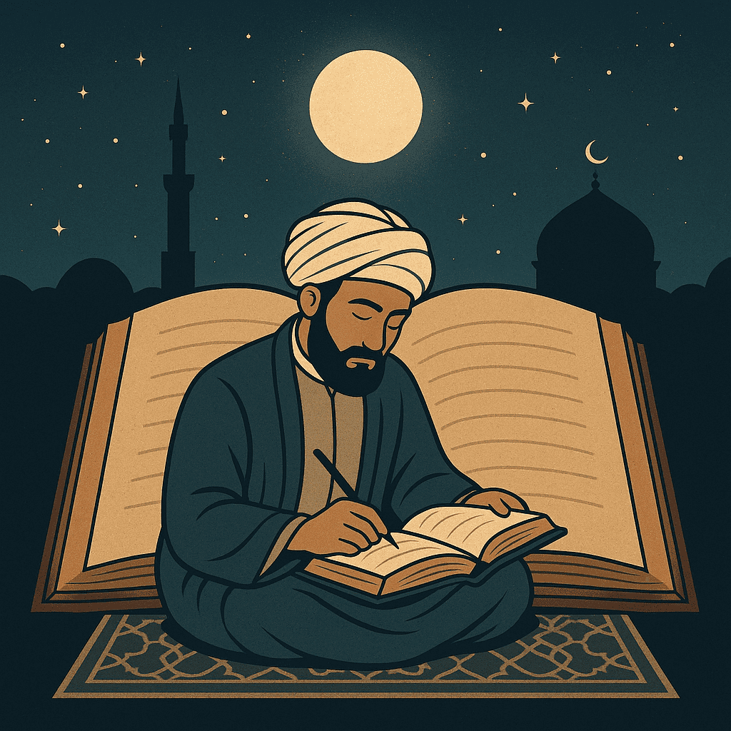 Islamic illustration symbolizing Aulia Allah the righteous friends of God radiating spiritual light, humility, and divine presence.