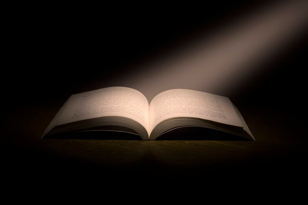 Photo by Nitin Arya A captivating image of an open book under a dramatic spotlight, symbolizing knowledge.